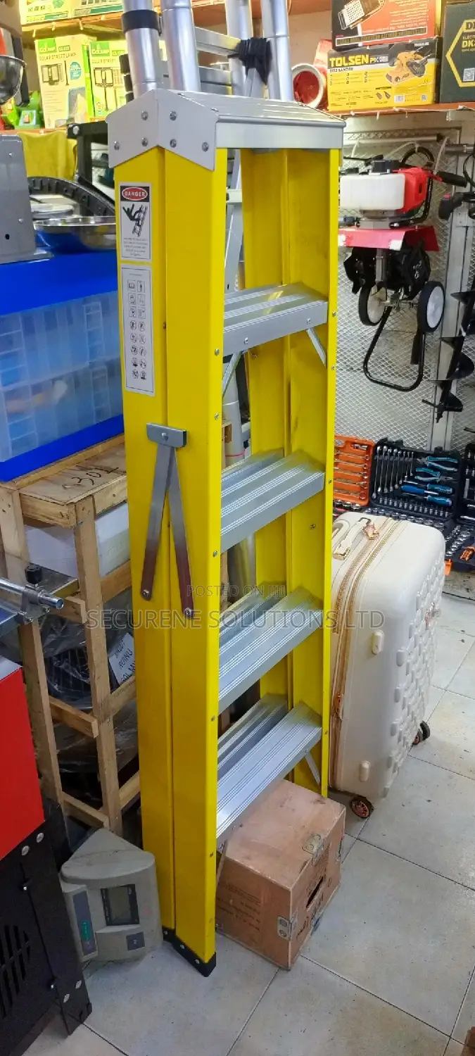 A Frame Heavy Duty Fiberglass Double-Sided 5 Steps Ladder