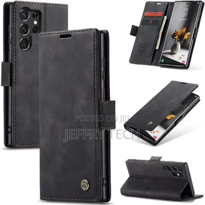 Wallet Case Cover for Samsung Galaxy S23 Ultra (Purple, Cas