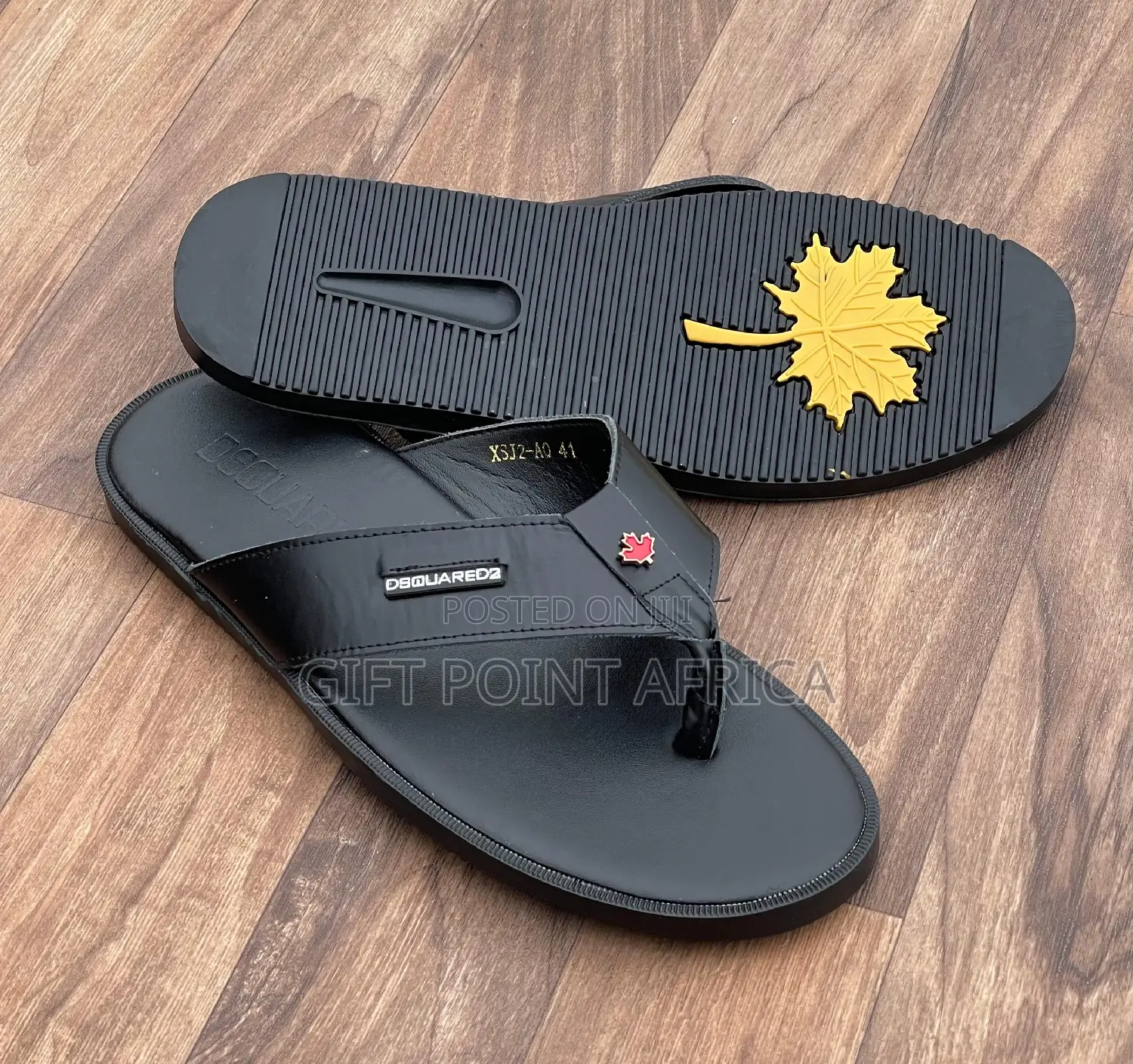 Black Leather Sandals for Men