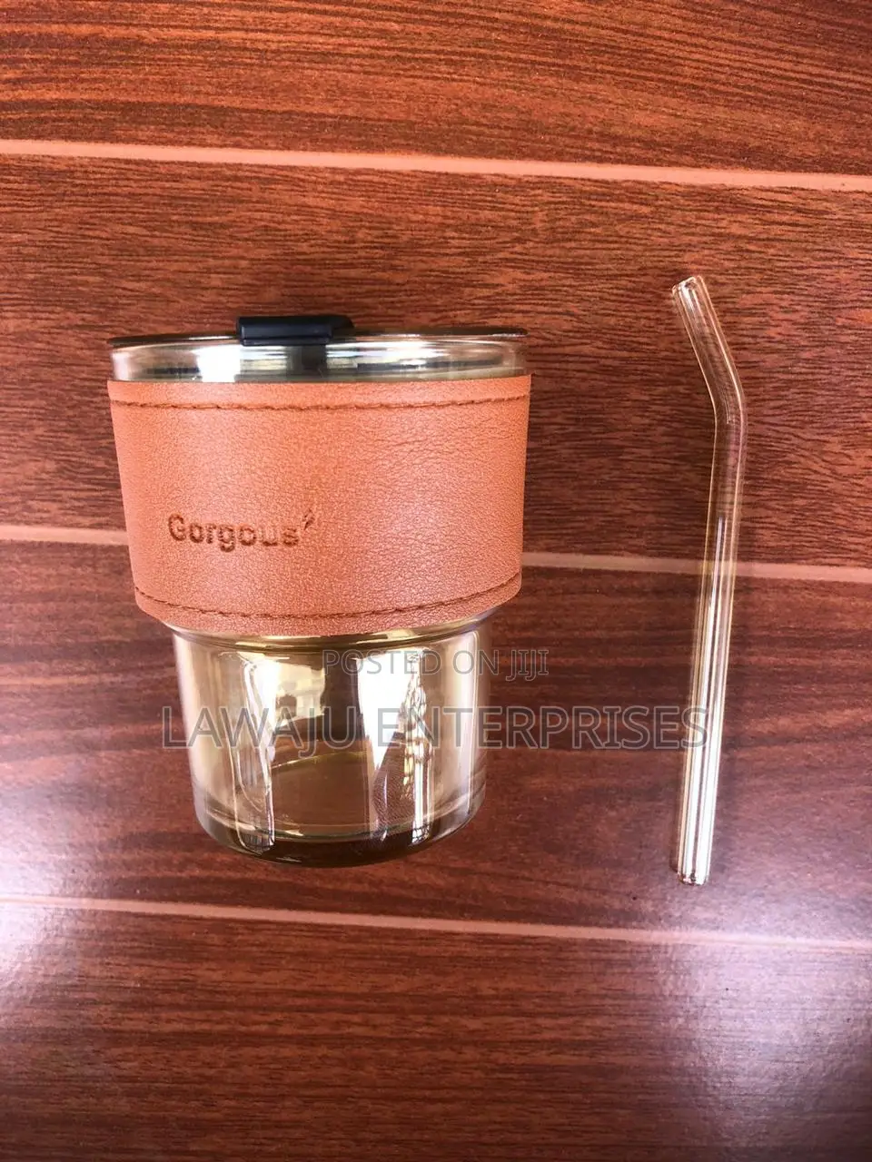 Glass Travel Mug With Leather Holder-450ml