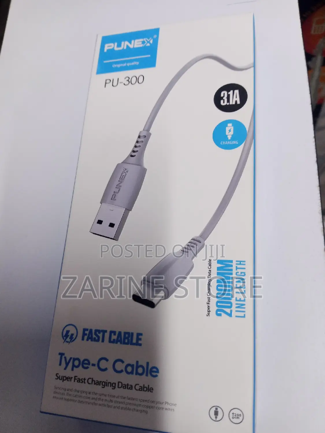 Punex Type C Fast Charging Cables 2metres Long, 3.1A