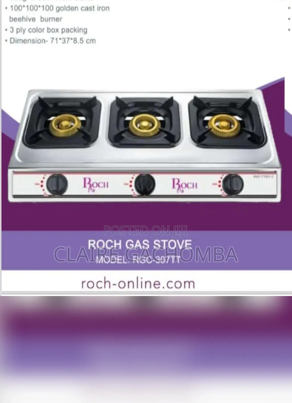 RGC-307TT ROCH 3 Burner Stainless Cooker