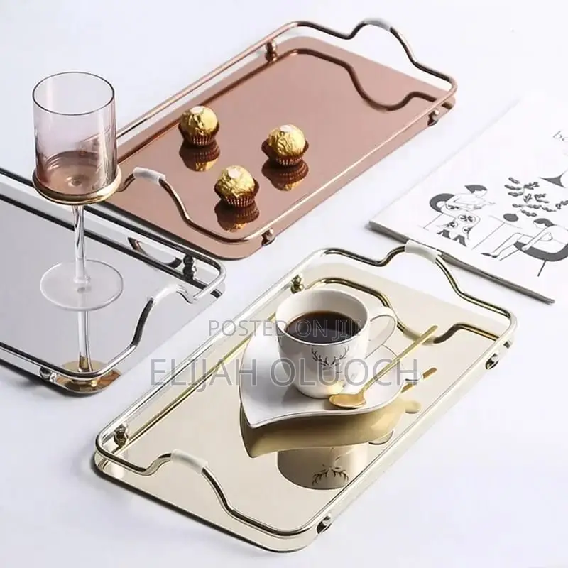 Nordic Style Decorative Tray With Gold Handles