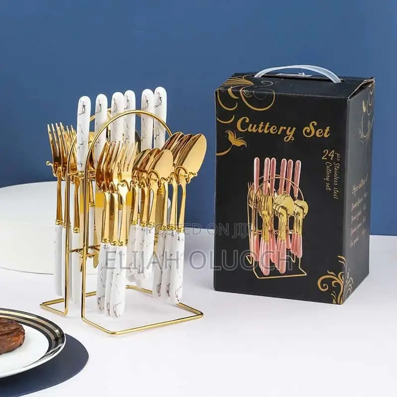 *24 Pc's High-Quality Cutlery Set With Stand