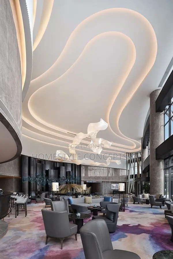 Mall Hotel Lobby Hall Godown Gypsum Interior Design Lighting