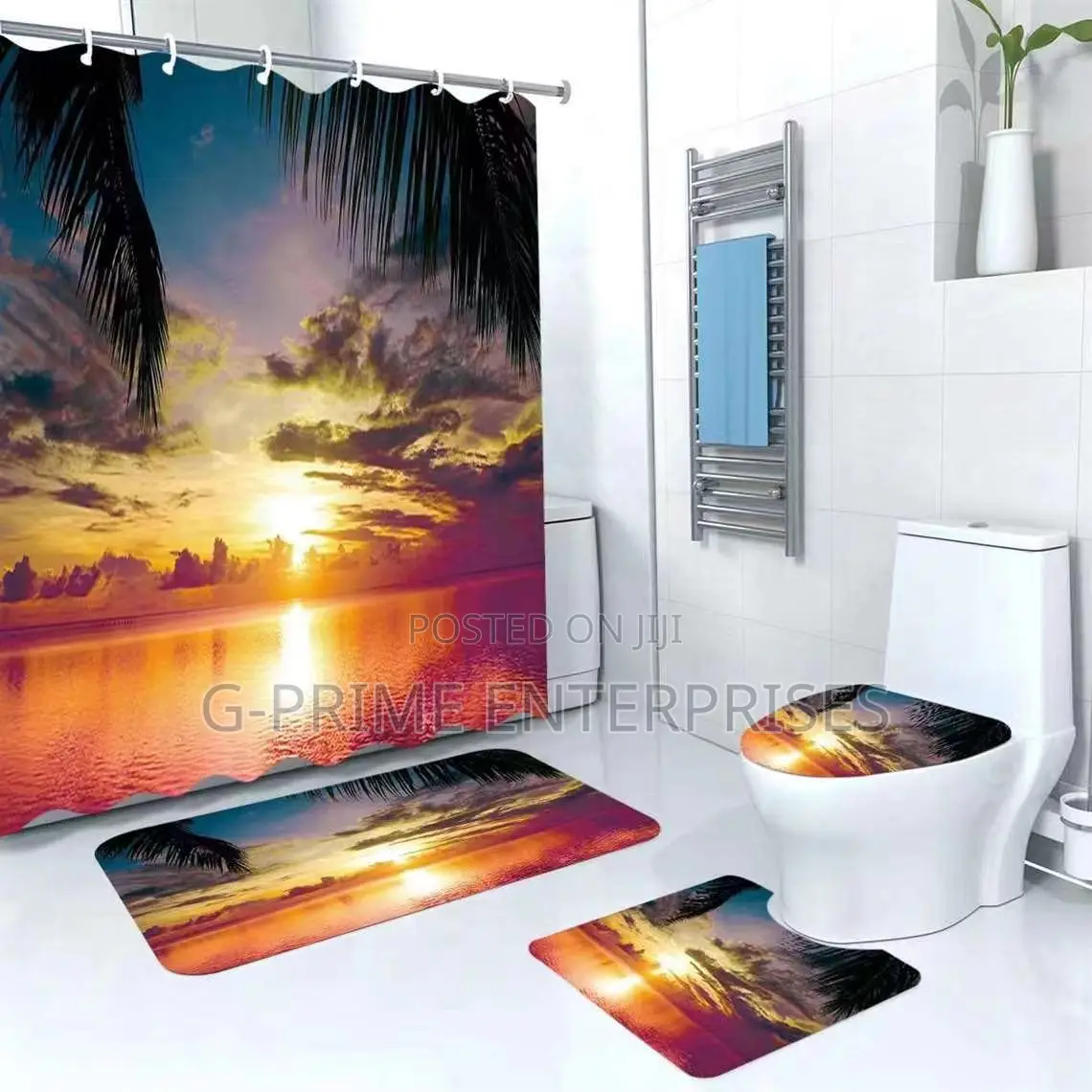 Shower Curtain With Toilet Mats