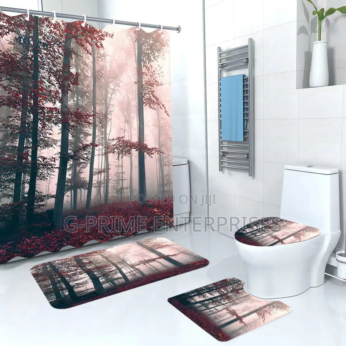 Shower Curtain With Toilet Mats