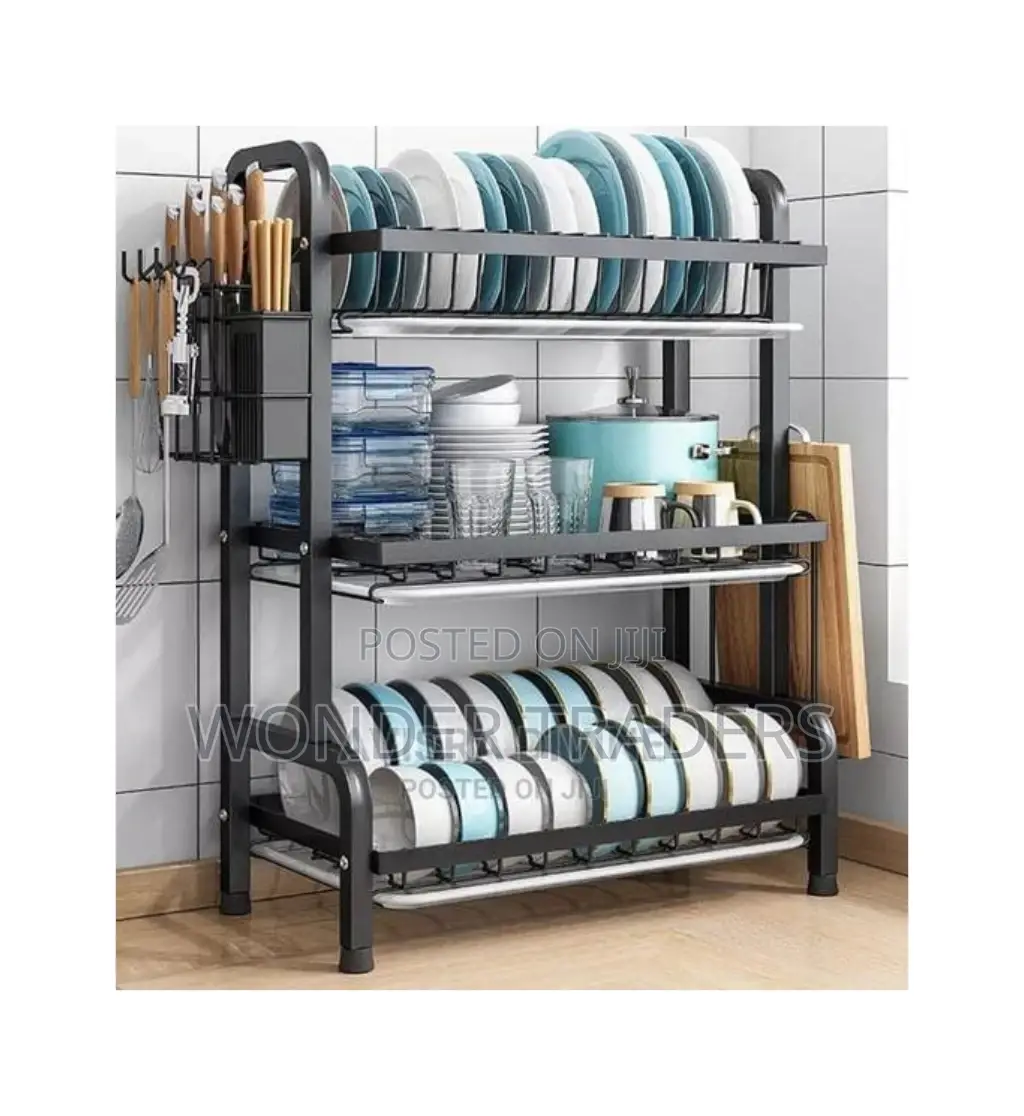 Heavy Duty Black and Black Gold 3 Tier Dish Rack