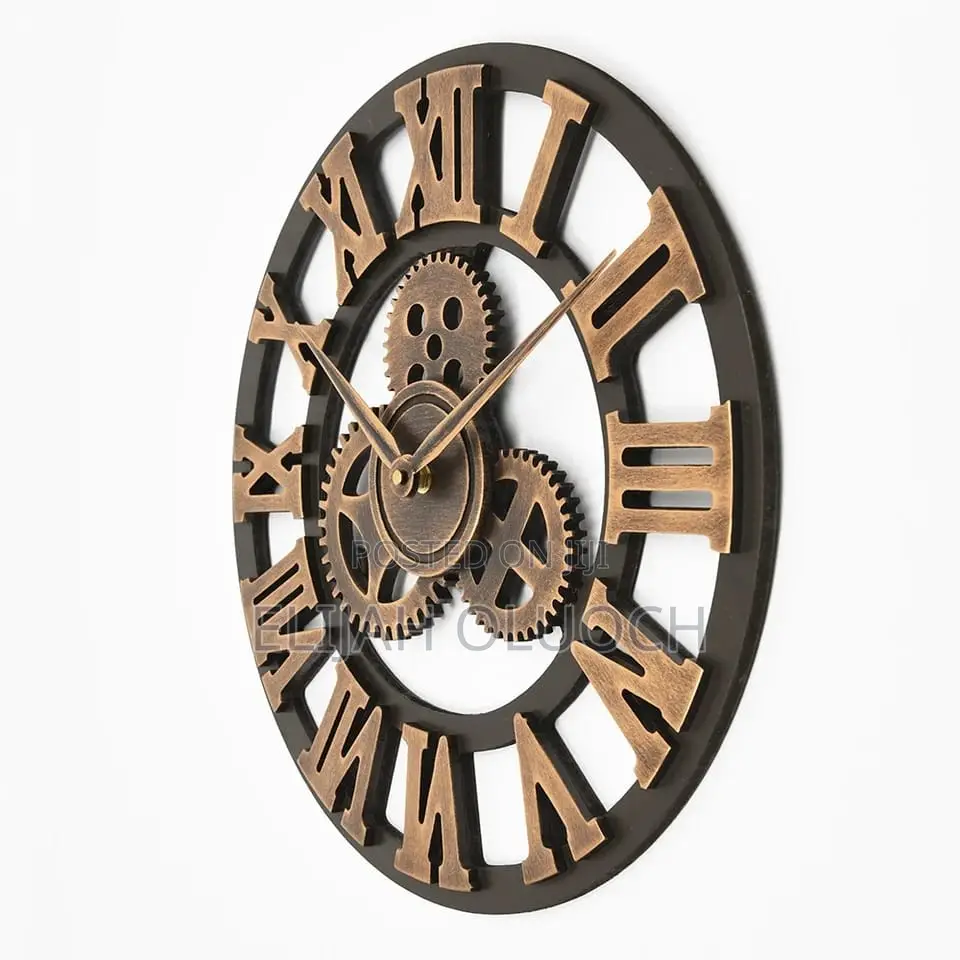 3D Roman Vintage Gear Pocket Wall Clock