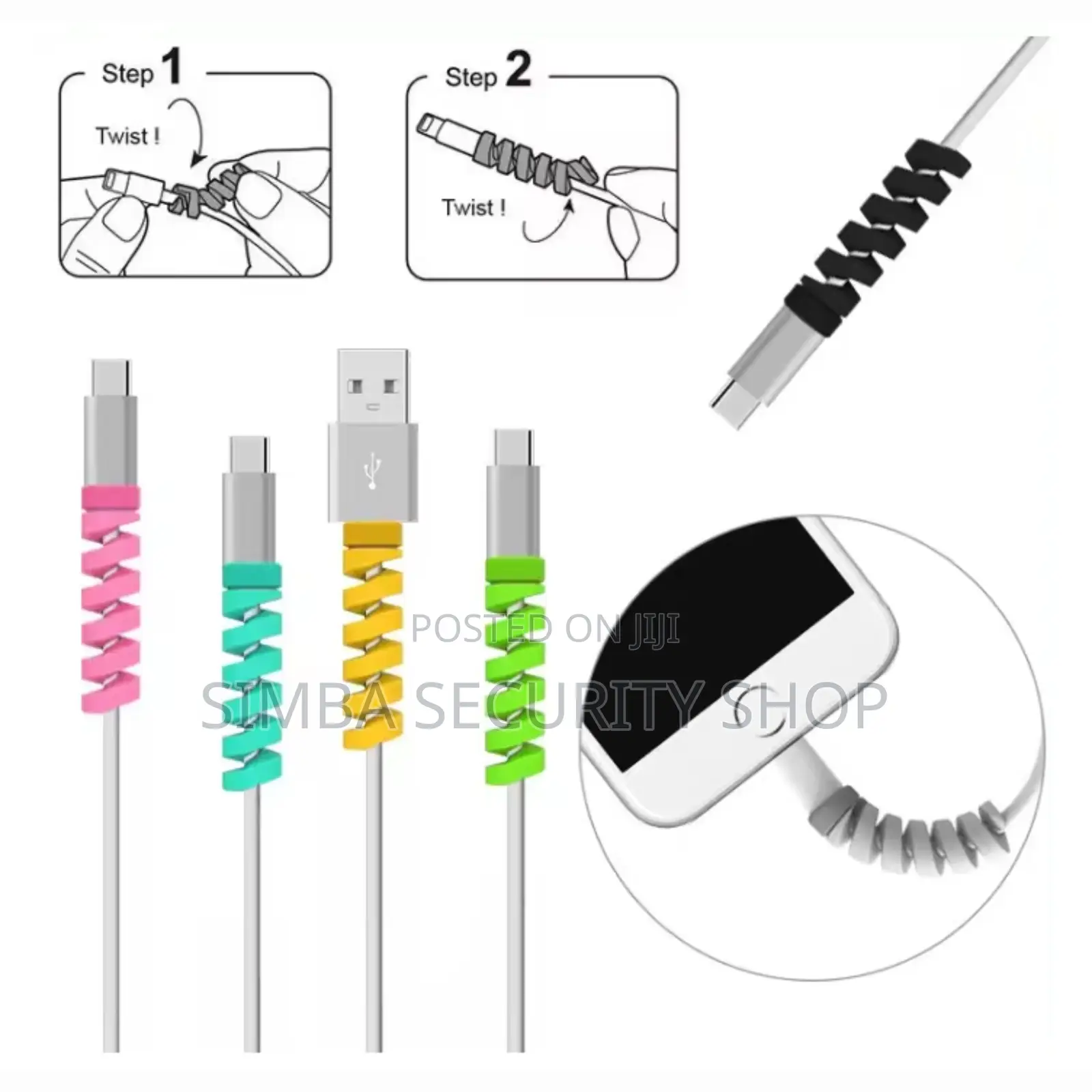Spiral USB Cable Protector Silicone Flexible Cover Charging