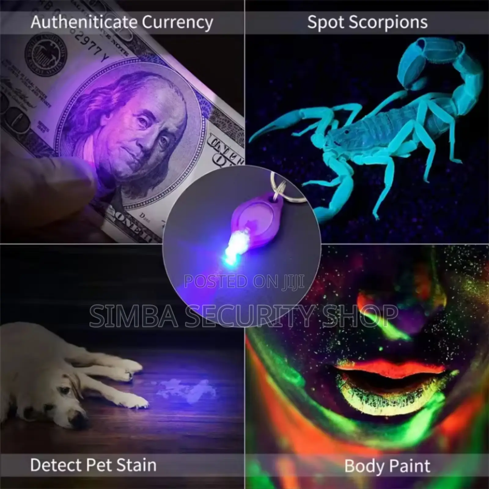 UV Keychain Keyholder Ultra Violet Flashlight Mini Gift
