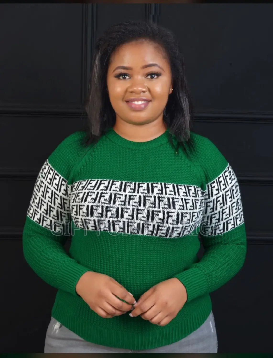 Green Free Size Sweater Tops for Women