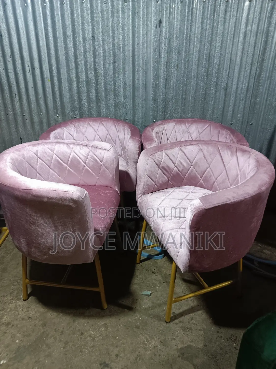Styling Chairs, Baby Pink With Gold Metal 