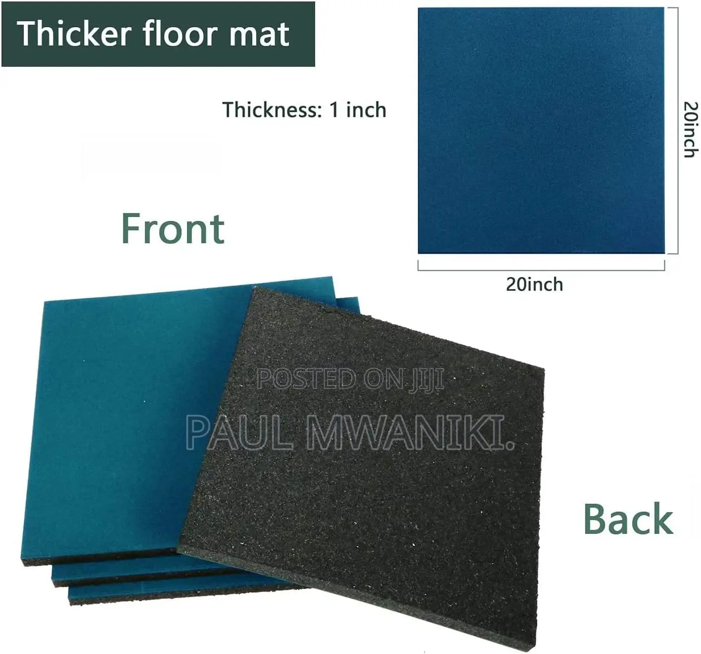 Gym Tiles Floor Rubber 50cmm×50cm×20mm Heavy Duty Rubber.