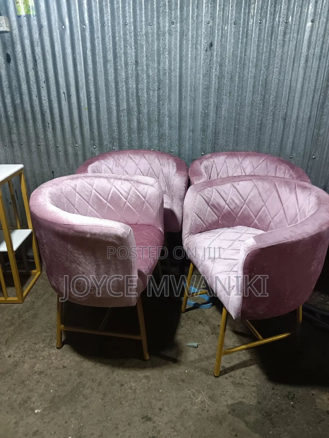 Styling Chairs, Baby Pink With Gold Metal 