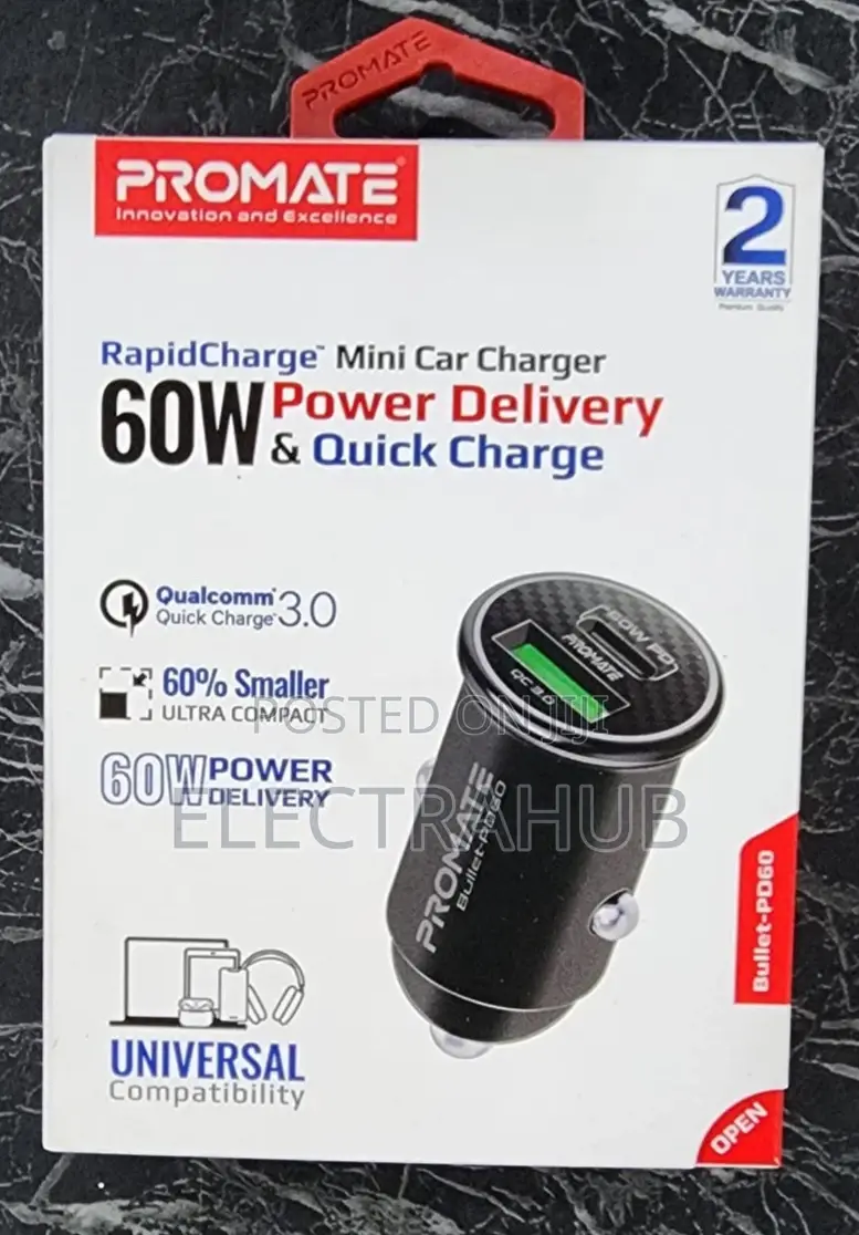 Promate Bullet-Pd60 60W Power Delivery Quick Charge