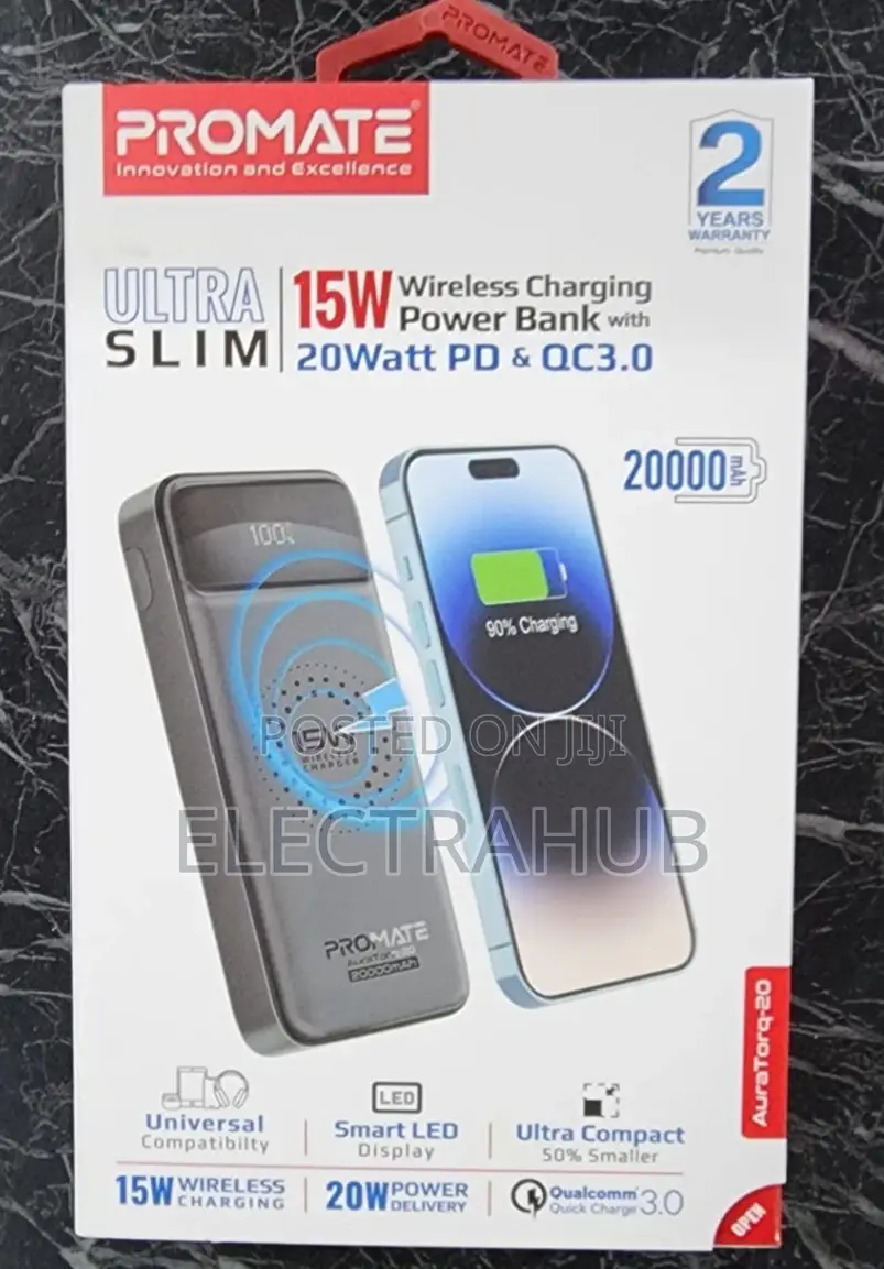 Promate Auratorq-20 15W Wireless Charging Power Bank