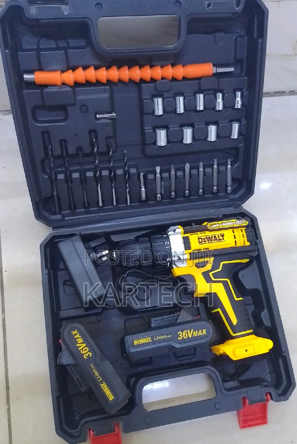 Dewalt 36v Cordless Electric Drill 47pc Set With 2 Batteries
