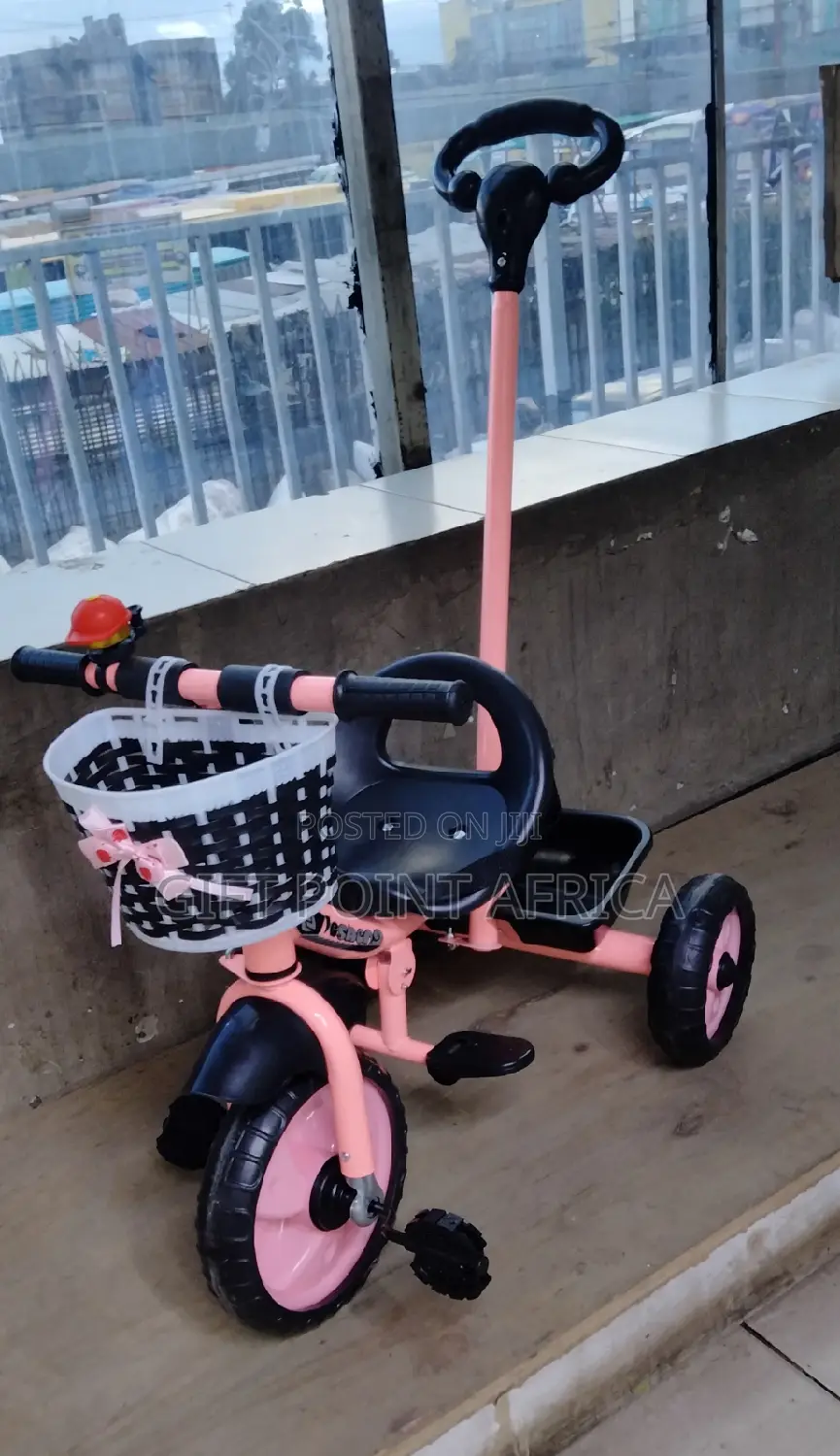 Pink Push Handle Kids Triacycle