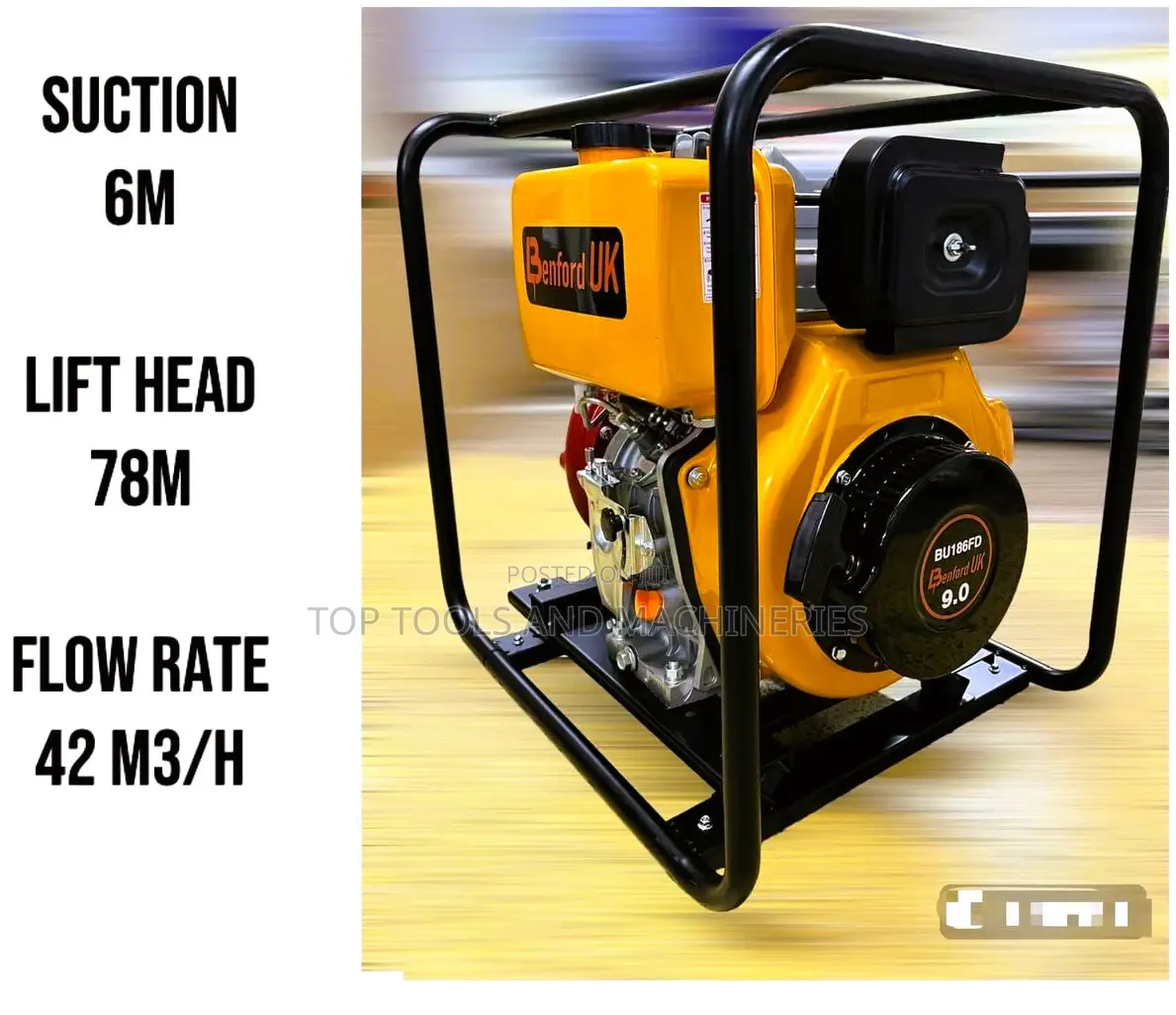 Benford Uk Diesel Water Pump 3 Inch High Pressure 9hp 78mtrs