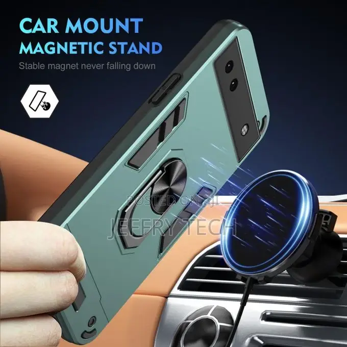 Google Pixel 6a Shockproof Metal Ring Holder Phone Case(Gre