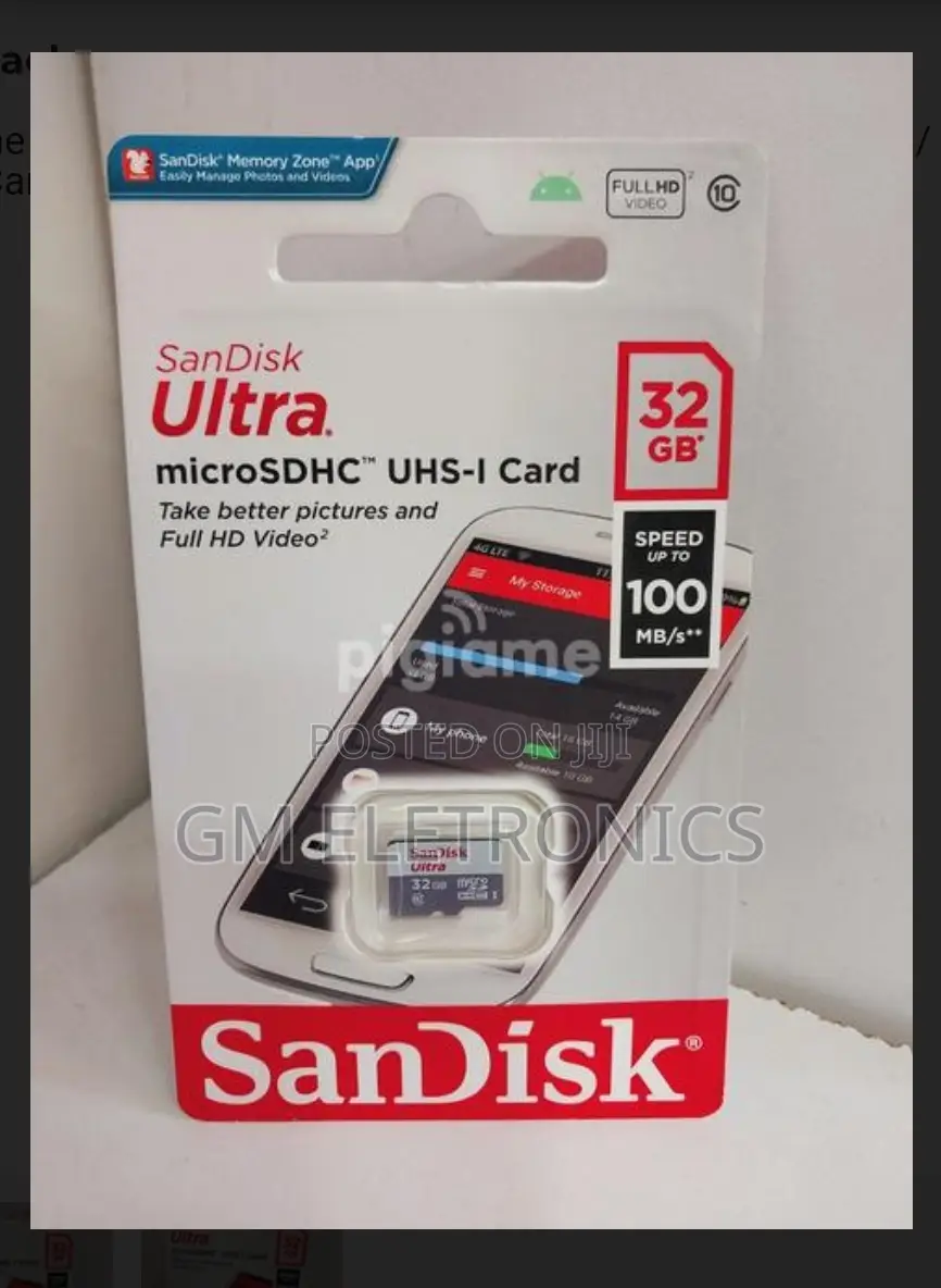 New Sandisk Ultra Micro Sd Memory Card 32gb 100mb/S A1 C10.