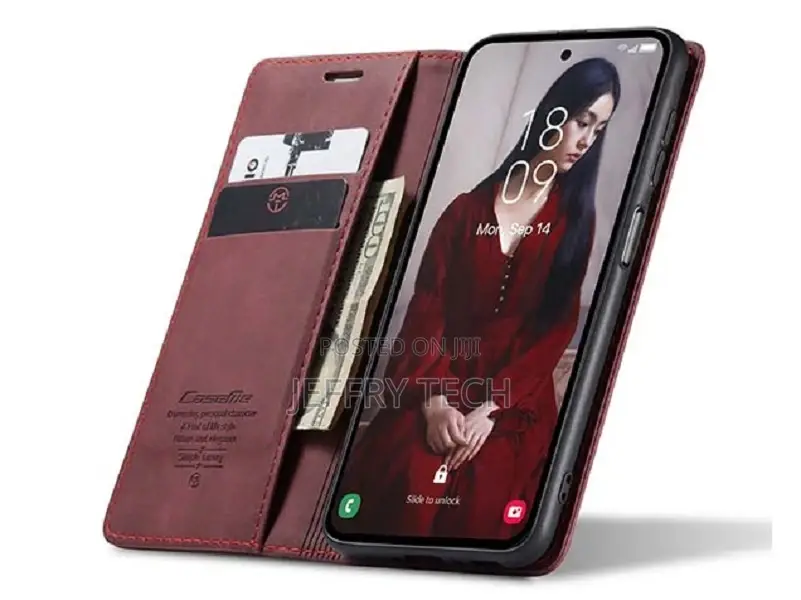 Leather Wallet Case With Stand for Samsung Galaxy A55 - Bur