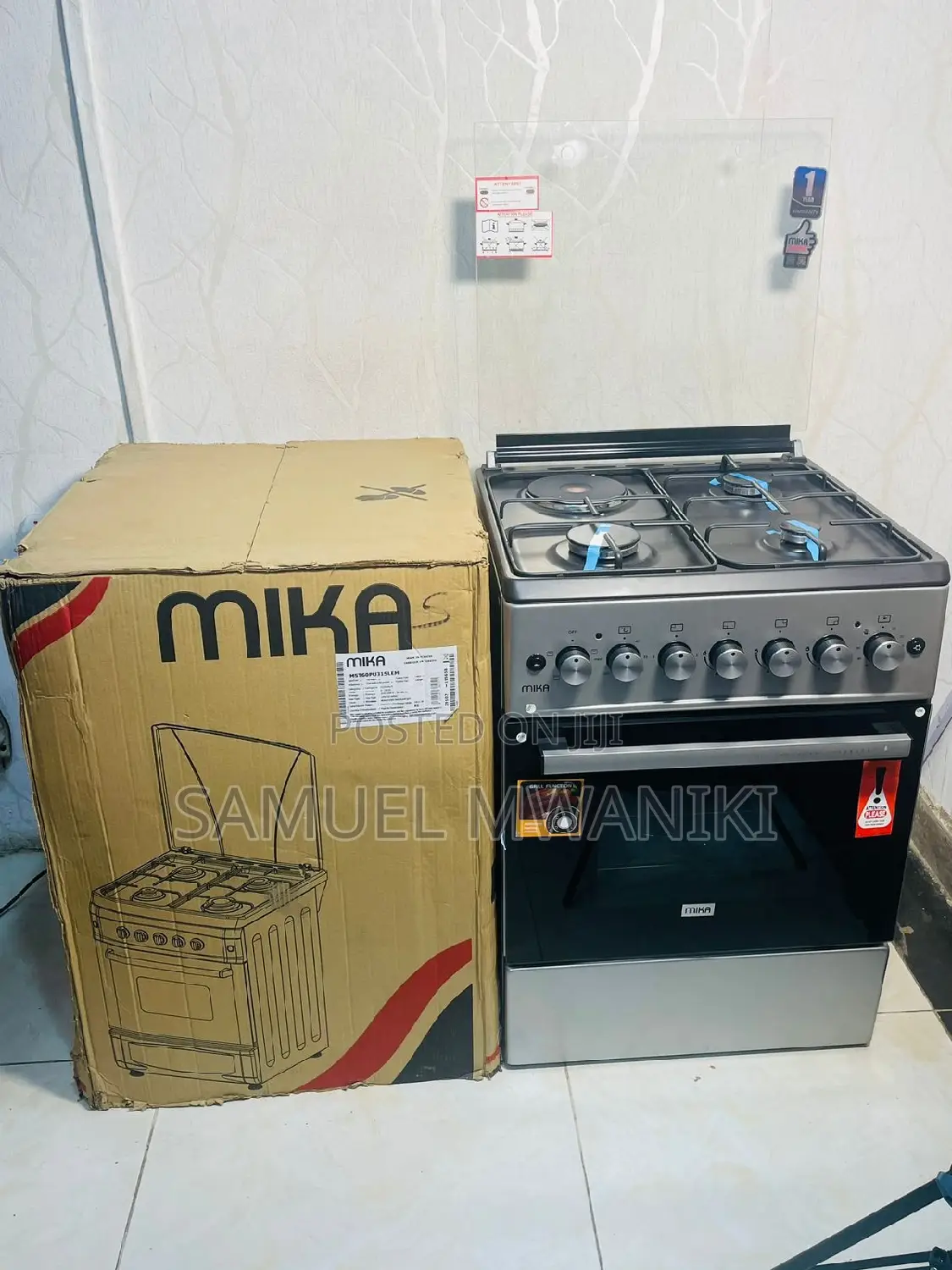 Mika 60by60 Cooker 3 Gas + 1 Electric Plate + Electric Oven