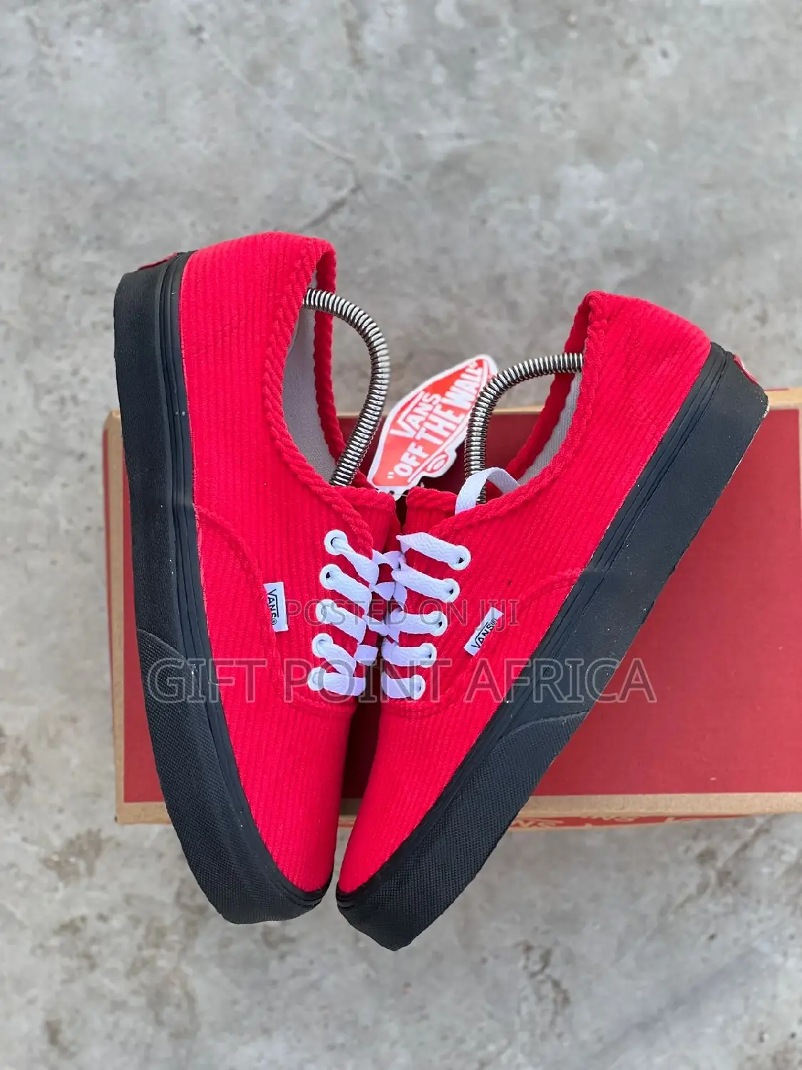Red Sole Black Double Sole Corduroy Vans