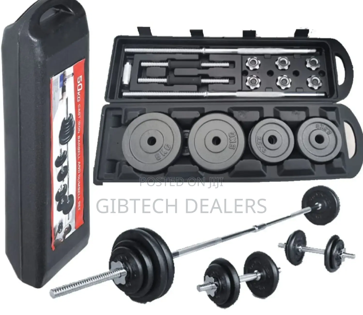 50kg Chrome Dumbbells With Barbell