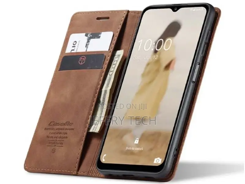 Leather Wallet Case With Stand for Samsung Galaxy A14 - Tan