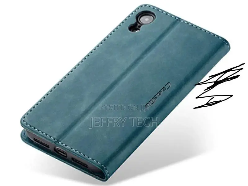 Leather Wallet Case With Stand for iPhone XR - Teal