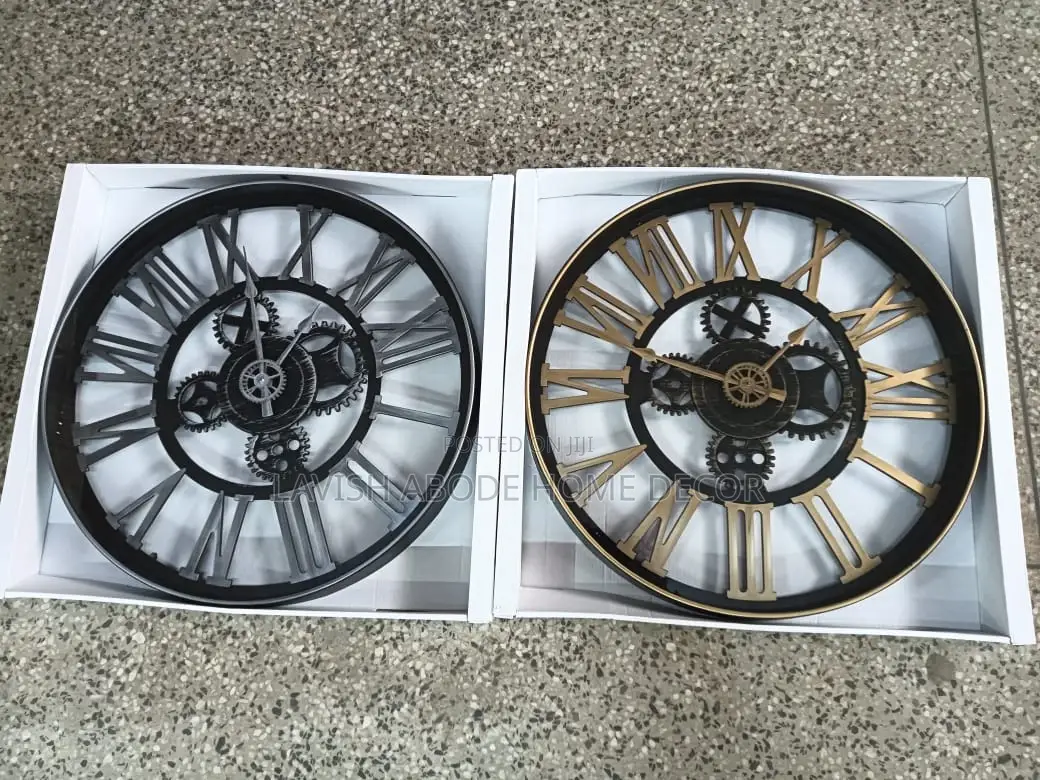 4 Gear Roman Vintage Wall Clock With Industrial Gears 40cm