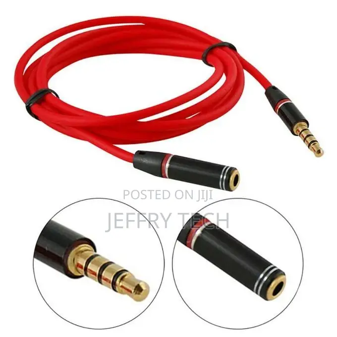 1.2m 3.5mm Male to Female 4 Pole AUX Extension-Red