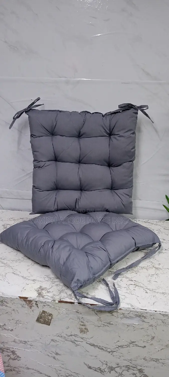 Chair Pads Padded Chair Cushion (Grey) With Secure Ties