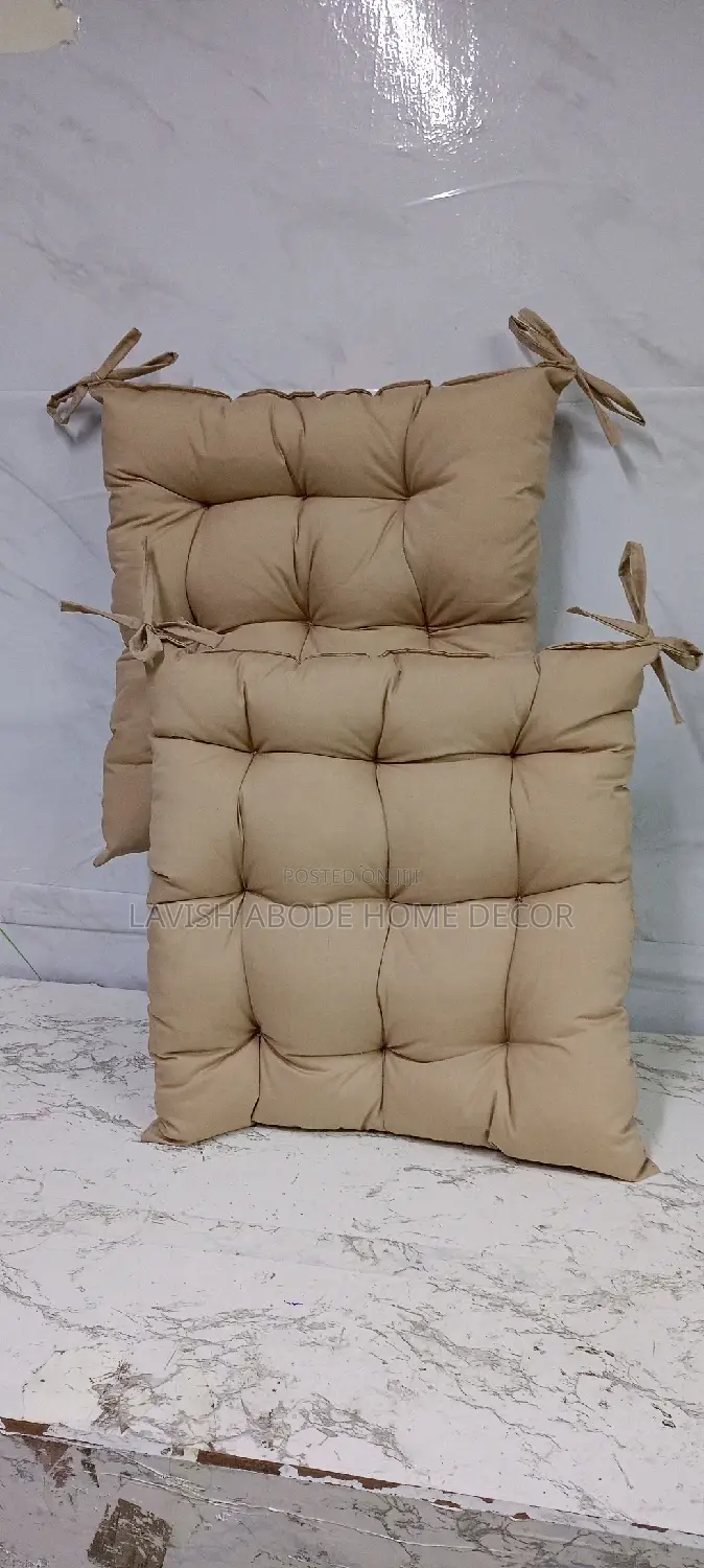 Chair Pads Padded Chair Cushion (Beige)With Secure Ties