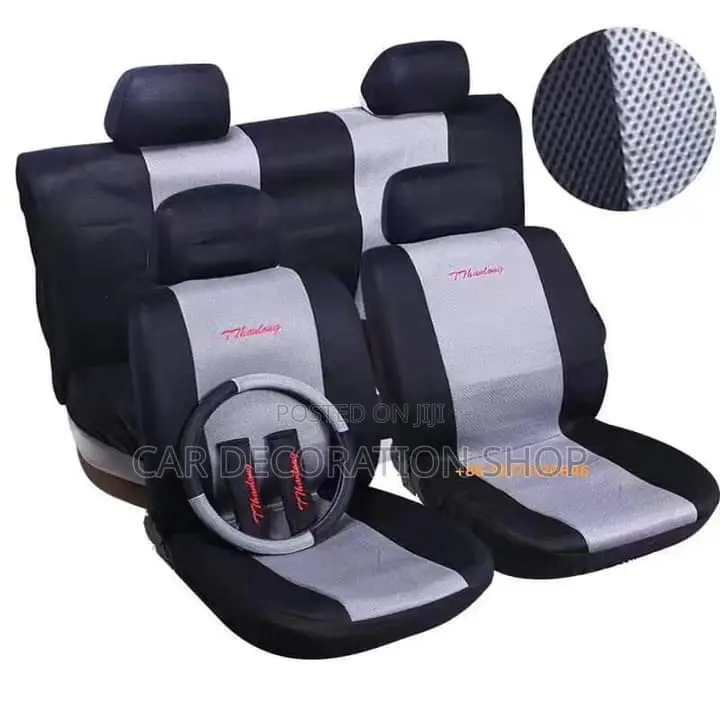 5 Seater Cars Grey Black Fabric Cloth Seat Covers