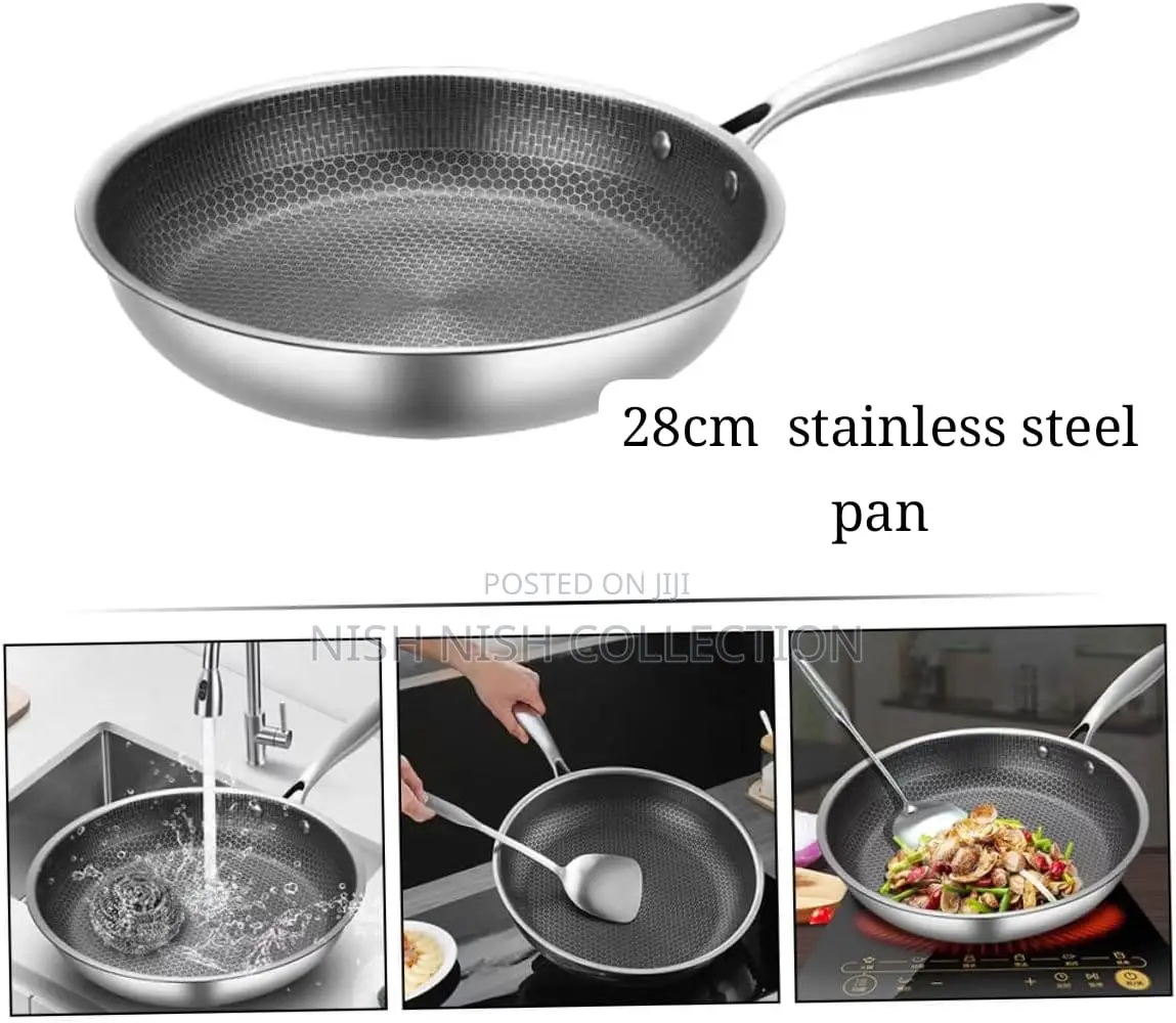28cm Honeycomb Stainless Steel Frying Pan,