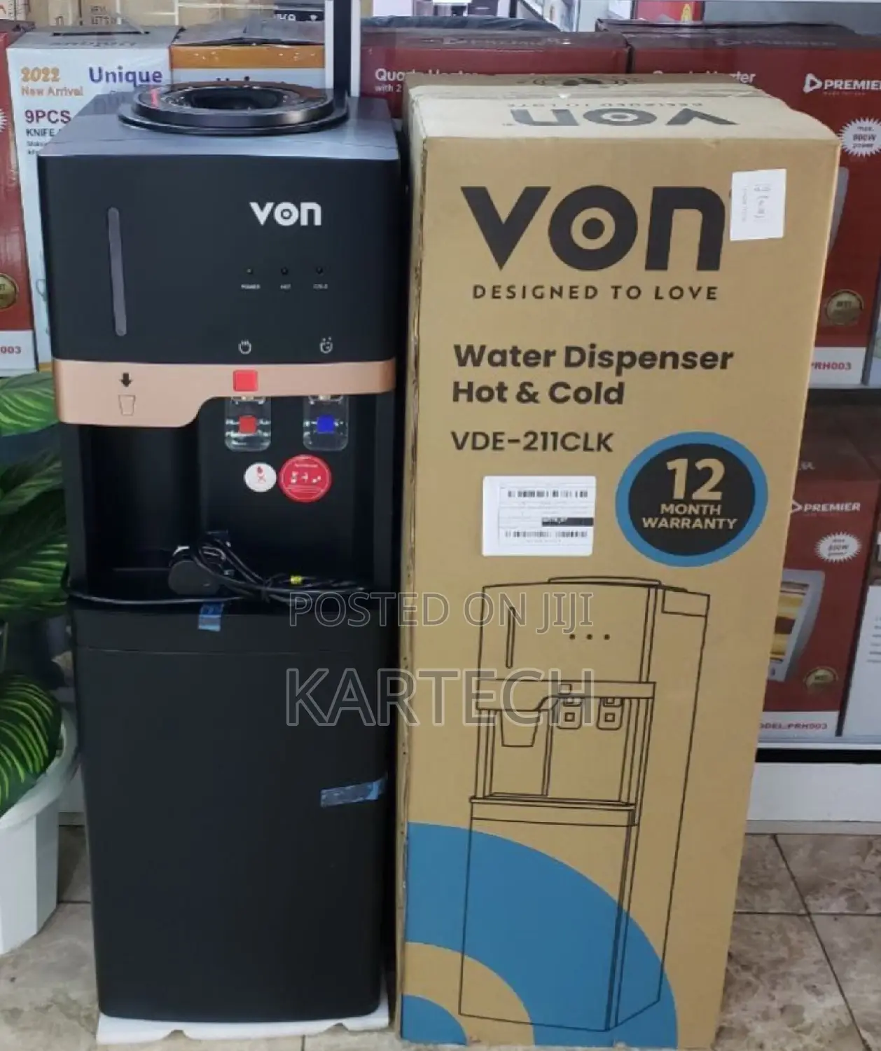 Von 211CLK Electric Cooling Water Dispenser - Matte Black