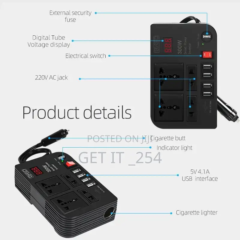 *300W Power Inverter DC 12V To AC 220V Car Power Inventor