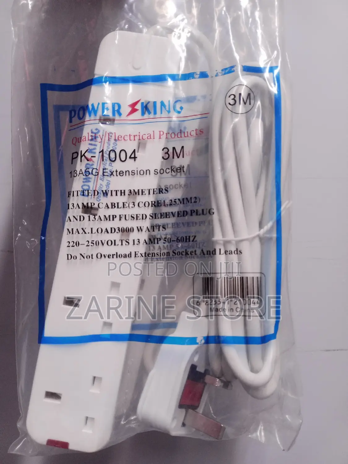Power King Socket Extension 4 Ways 3metres Long