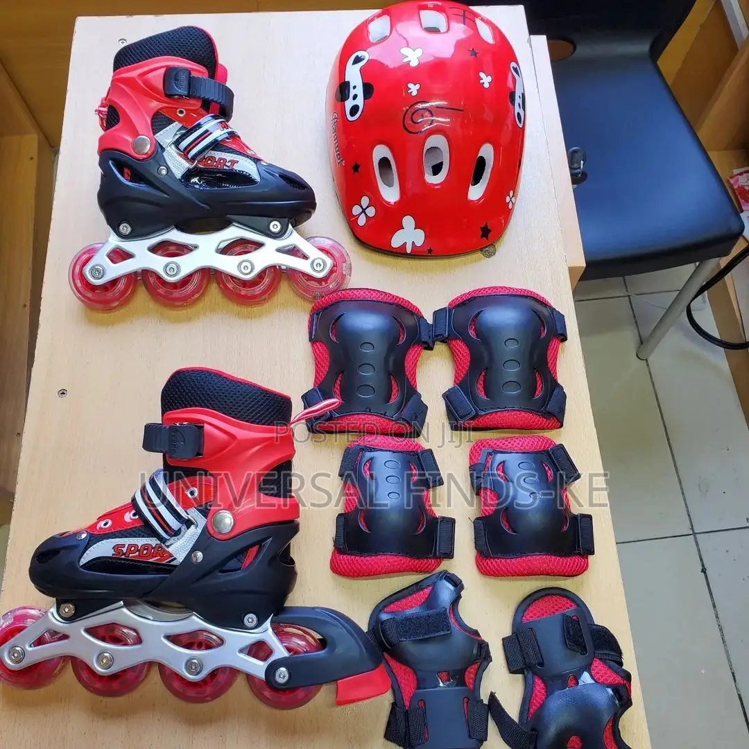 Roller Skates With Safety Helmet Protective Guards
