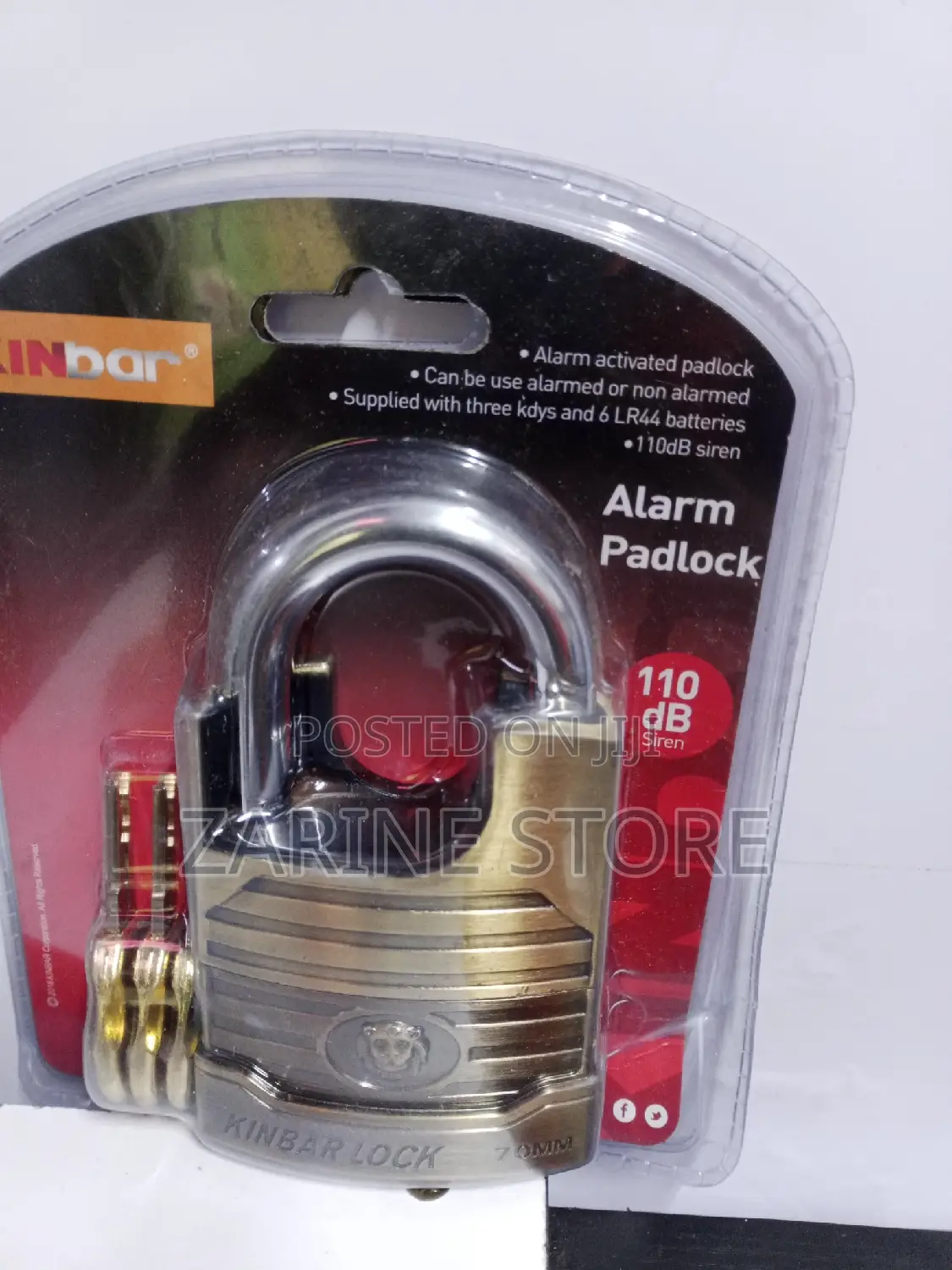 Kinbar Padlock 70mm Alarm Padlock Has 3 Keys