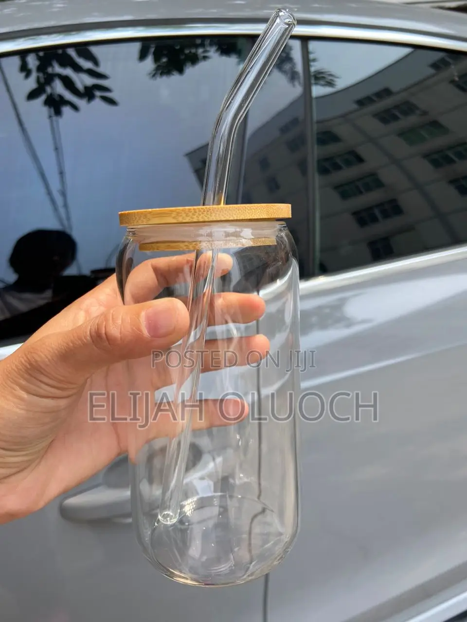 500ml Glass Cup With Straw and Lid