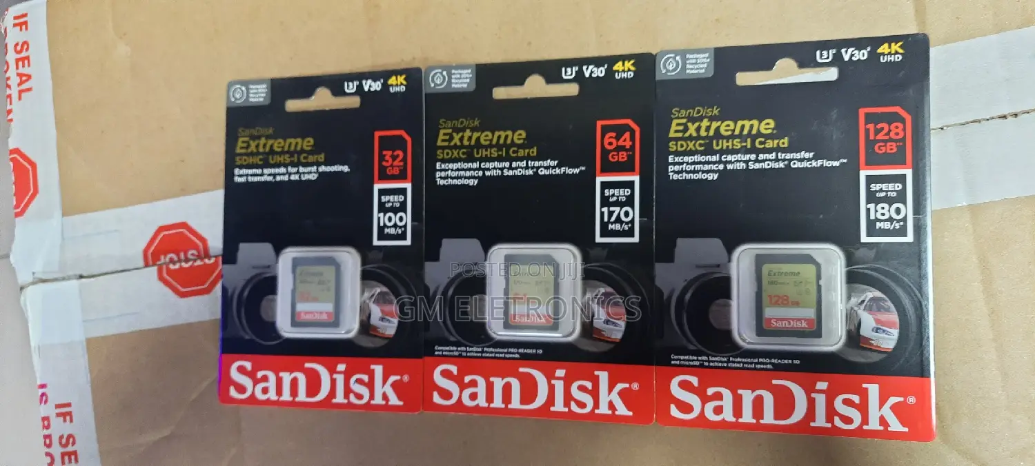 New 32GB, 64GB 128GB Sandisk SDHC Card Available.