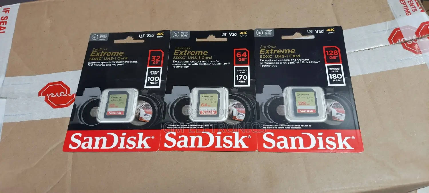 New 32GB, 64GB 128GB Sandisk SDHC Card Available.