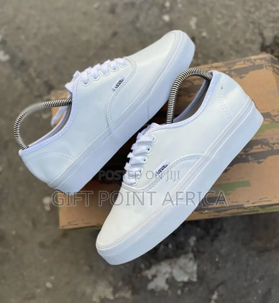 White Soft Leather Double Sole Vans