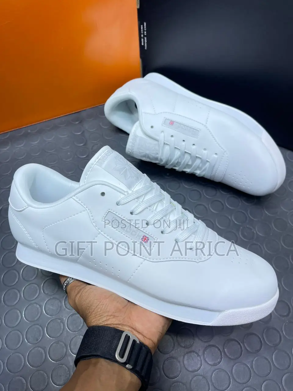 Plain White Reebok Sneakers for Men