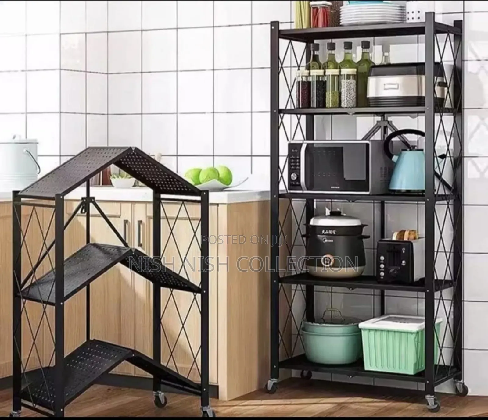 5 Shelf Foldable Storage Shelf Unit on Wheels