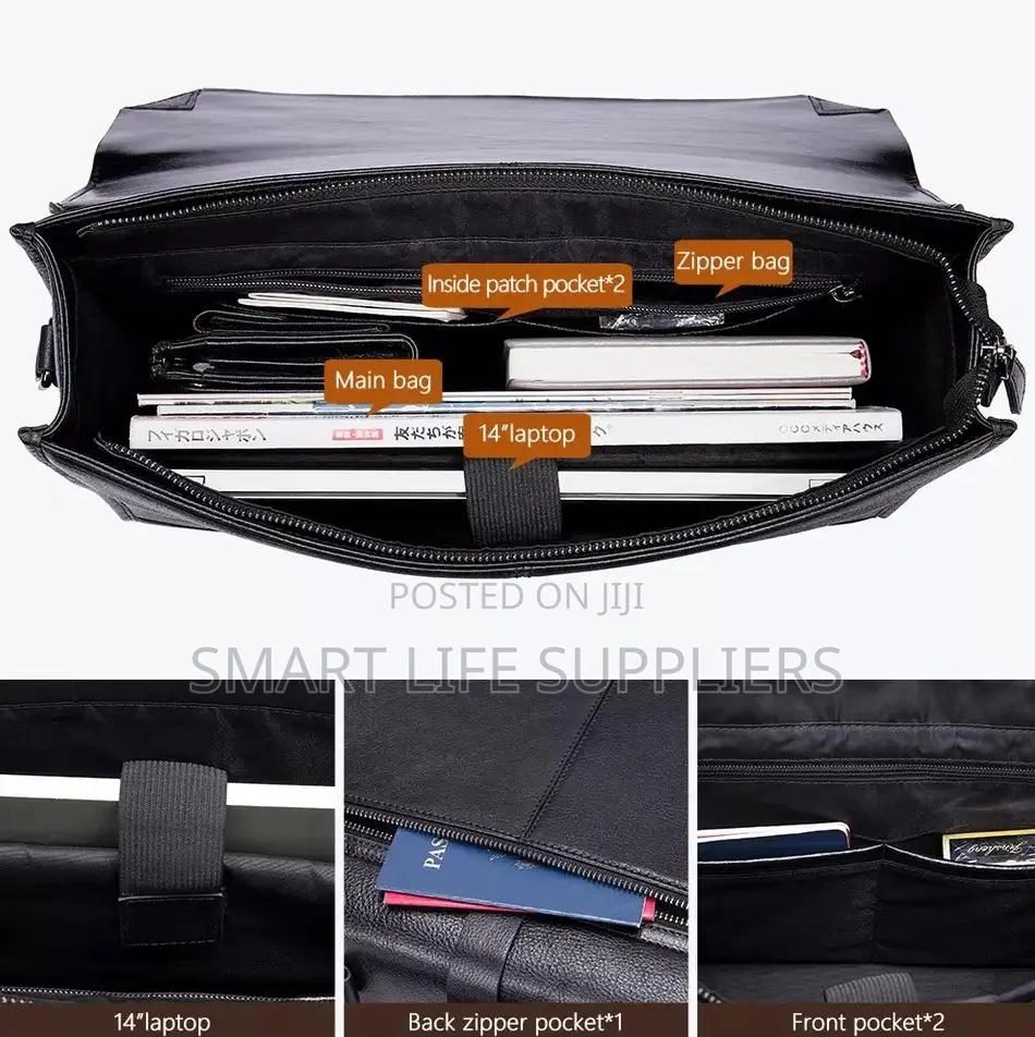 Natural Leather Business Office 14 Inch Laptop Briefcase
